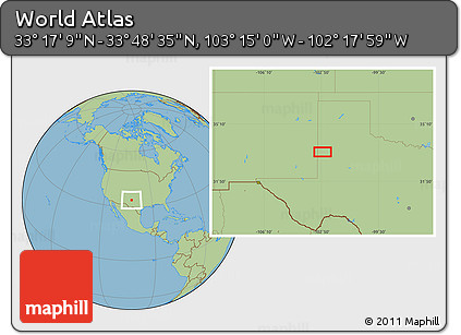 Savanna Style Location Map of the Area around 33° 32' 52" N, 102° 46' 30" W