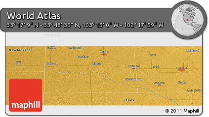 Physical Panoramic Map of the Area around 33° 32' 52" N, 102° 46' 30" W