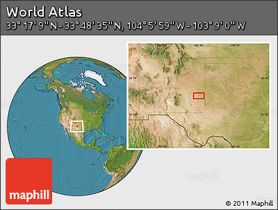 Satellite Location Map of the Area around 33° 32' 52" N, 103° 37' 30" W