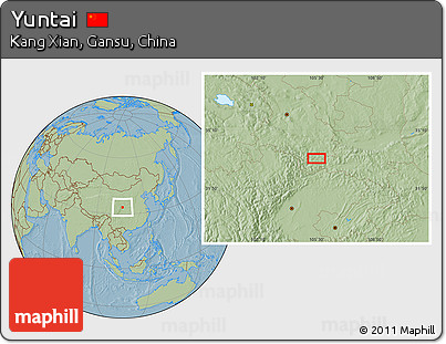 Savanna Style Location Map of Yuntai, hill shading
