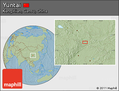 Savanna Style Location Map of Yuntai, hill shading