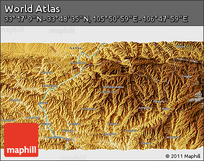 Physical 3D Map of the Area around 33° 32' 52" N, 106° 19' 29" E
