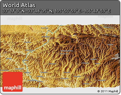 Physical 3D Map of the Area around 33° 32' 52" N, 106° 19' 29" E