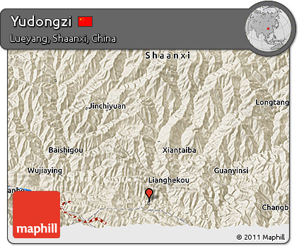 Shaded Relief 3D Map of Yudongzi