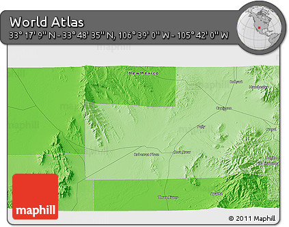 Political 3D Map of the Area around 33° 32' 52" N, 106° 10' 30" W
