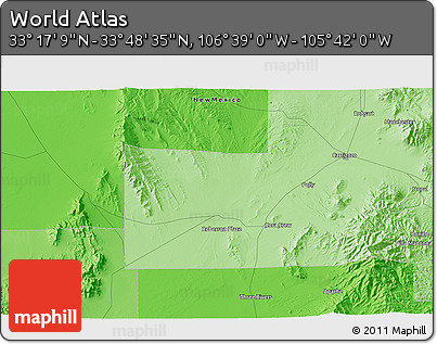 Political 3D Map of the Area around 33° 32' 52" N, 106° 10' 30" W