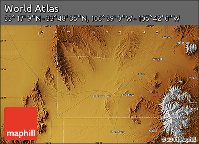 Physical Map of the Area around 33° 32' 52" N, 106° 10' 30" W