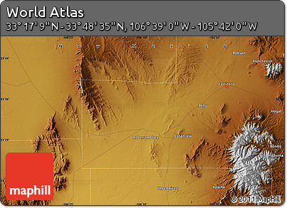 Physical Map of the Area around 33° 32' 52" N, 106° 10' 30" W