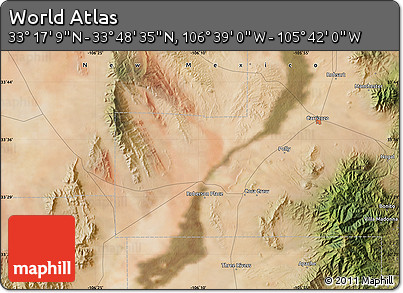 Satellite Map of the Area around 33° 32' 52" N, 106° 10' 30" W