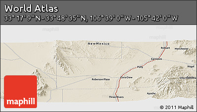 Shaded Relief Panoramic Map of the Area around 33° 32' 52" N, 106° 10' 30" W