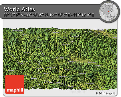 Satellite 3D Map of the Area around 33° 32' 52" N, 109° 43' 29" E