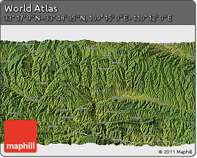 Satellite 3D Map of the Area around 33° 32' 52" N, 109° 43' 29" E
