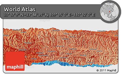 Political Panoramic Map of the Area around 33° 32' 52" N, 109° 43' 29" E