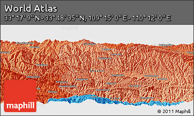 Political Panoramic Map of the Area around 33° 32' 52" N, 109° 43' 29" E