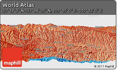 Political Panoramic Map of the Area around 33° 32' 52" N, 109° 43' 29" E