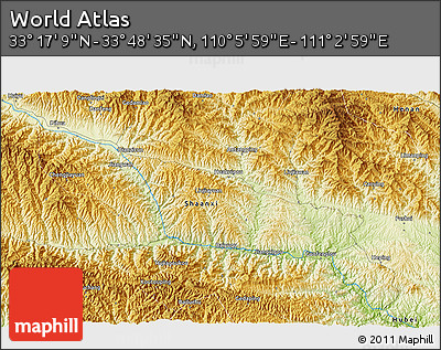 Physical 3D Map of the Area around 33° 32' 52" N, 110° 34' 29" E