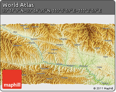 Physical 3D Map of the Area around 33° 32' 52" N, 110° 34' 29" E
