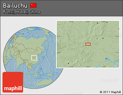 Savanna Style Location Map of Bailuchu, hill shading