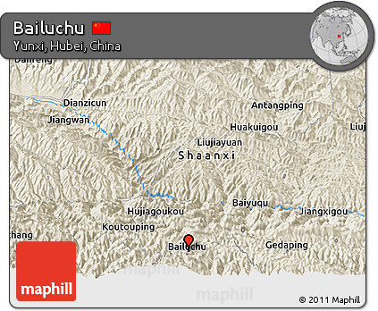 Shaded Relief Panoramic Map of Bailuchu
