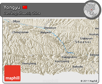 Shaded Relief Panoramic Map of Yongyu