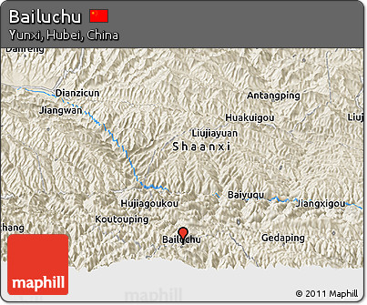 Shaded Relief Panoramic Map of Bailuchu