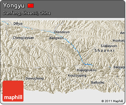 Shaded Relief Panoramic Map of Yongyu