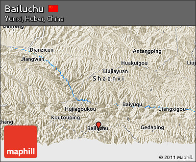 Shaded Relief Panoramic Map of Bailuchu