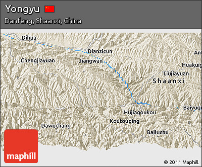Shaded Relief Panoramic Map of Yongyu