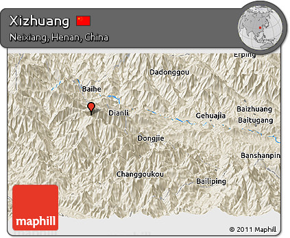 Shaded Relief Panoramic Map of Xizhuang
