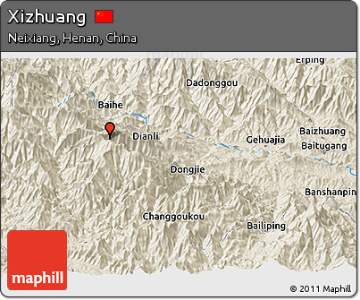 Shaded Relief Panoramic Map of Xizhuang