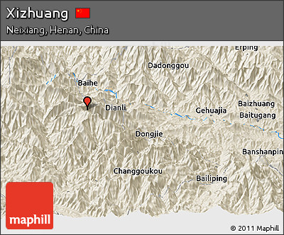 Shaded Relief Panoramic Map of Xizhuang