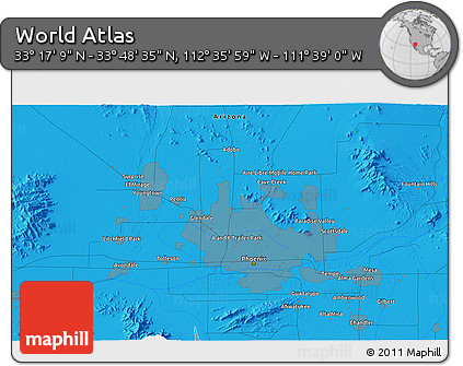Political 3D Map of the Area around 33° 32' 52" N, 112° 7' 30" W