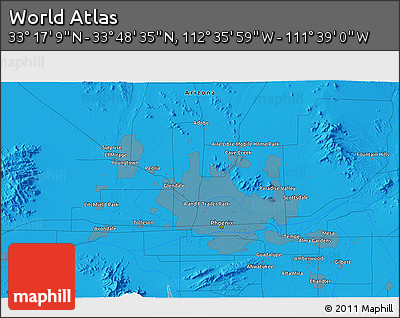 Political 3D Map of the Area around 33° 32' 52" N, 112° 7' 30" W