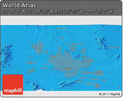 Political 3D Map of the Area around 33° 32' 52" N, 112° 7' 30" W