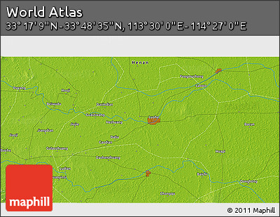 Physical 3D Map of the Area around 33° 32' 52" N, 113° 58' 29" E