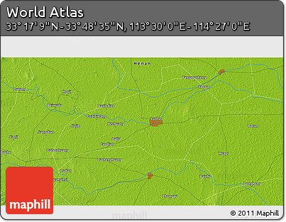 Physical 3D Map of the Area around 33° 32' 52" N, 113° 58' 29" E