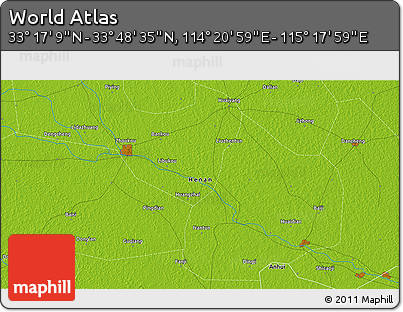 Physical 3D Map of the Area around 33° 32' 52" N, 114° 49' 29" E