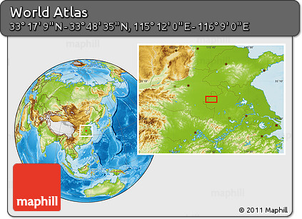 Physical Location Map of the Area around 33° 32' 52" N, 115° 40' 30" E