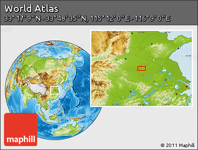 Physical Location Map of the Area around 33° 32' 52" N, 115° 40' 30" E