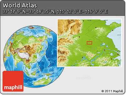 Physical Location Map of the Area around 33° 32' 52" N, 115° 40' 30" E