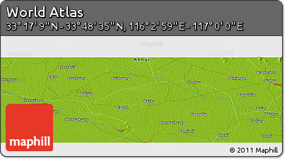 Physical Panoramic Map of the Area around 33° 32' 52" N, 116° 31' 30" E