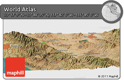 Satellite Panoramic Map of the Area around 33° 32' 52" N, 117° 13' 29" W