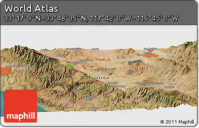 Satellite Panoramic Map of the Area around 33° 32' 52" N, 117° 13' 29" W