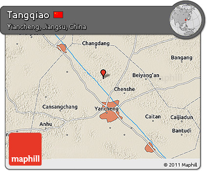 Shaded Relief 3D Map of Tangqiao