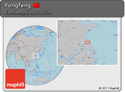 Gray Location Map of Yongfeng, hill shading