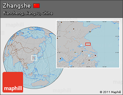 Gray Location Map of Zhangshe, hill shading