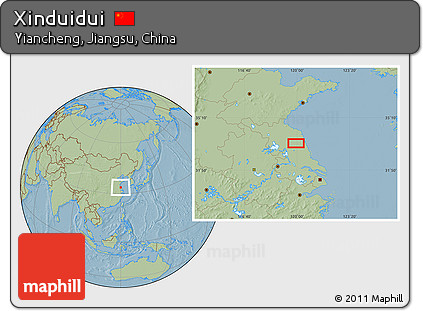 Savanna Style Location Map of Xinduidui, hill shading