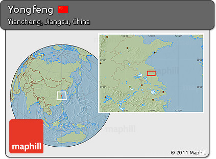 Savanna Style Location Map of Yongfeng, hill shading