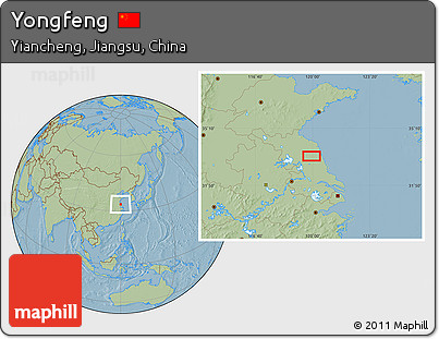 Savanna Style Location Map of Yongfeng, hill shading