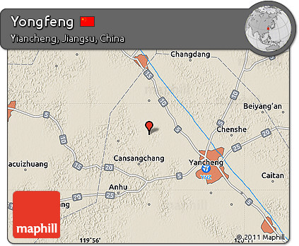 Shaded Relief Map of Yongfeng